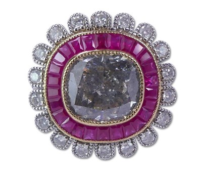 Lot 229 - Diamond and Ruby Art Deco Style Ring.