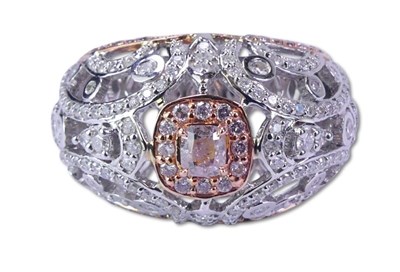Lot 223 - Pink Diamond Cluster Ring.