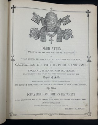 Lot 108 - 19th Century Canonical Bible by Douey & Rheims.