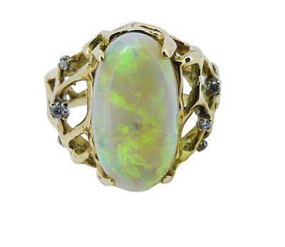 Lot 166 - Opal Cabochon Cut Ring.