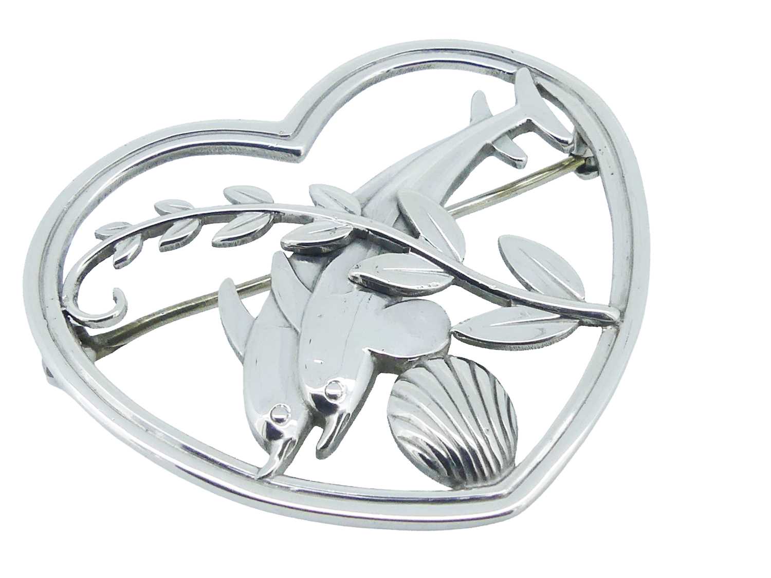 Lot 48 - Georg Jensen Dolphin Brooch.