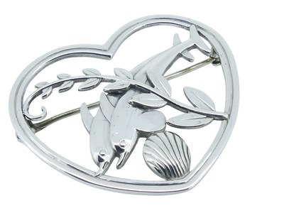 Lot 48 - Georg Jensen Dolphin Brooch.