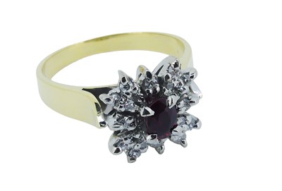 Lot 75 - Ruby and Diamond Cluster and Eternity Ring.
