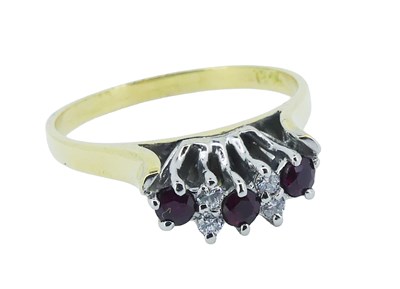 Lot 75 - Ruby and Diamond Cluster and Eternity Ring.