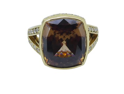 Lot 163 - Magnificent Natural Zircon and Diamond Ring.