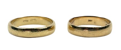 Lot 217 - Two Classic 18ct Wedding Rings.