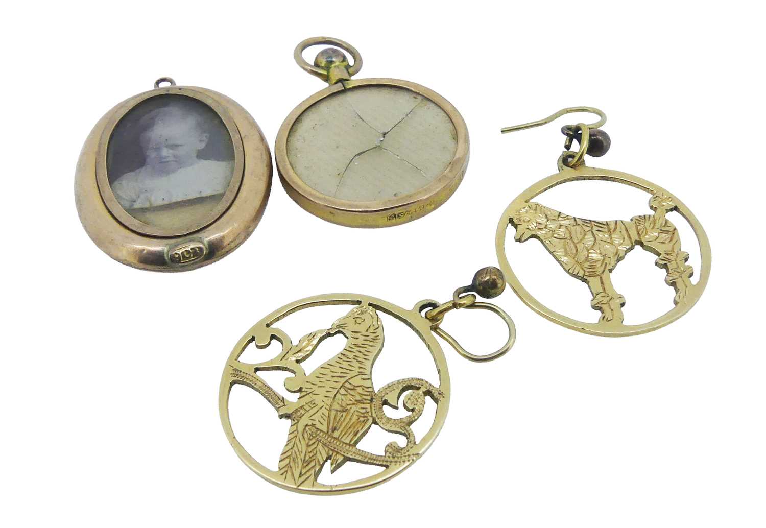 Lot 84 - Pair of Earrings and Lockets.