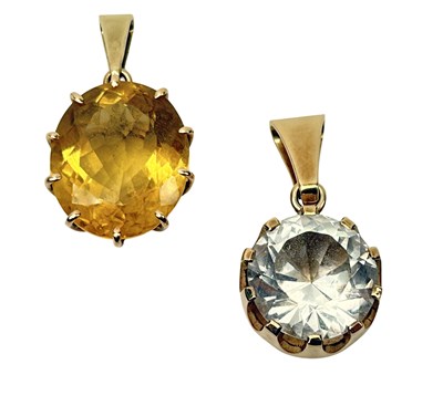 Lot 215 - Two 9ct Yellow Gold and Gem Pendants.