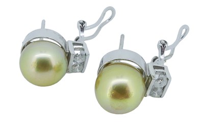 Lot 236 - Diamond and Pearl Earrings.