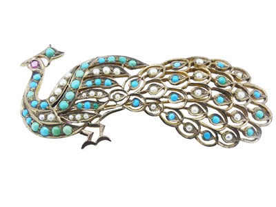 Lot 124 - Large Peacock Brooch.