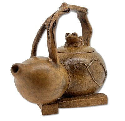 Lot 215 - Double Gourd Clay Teapot.