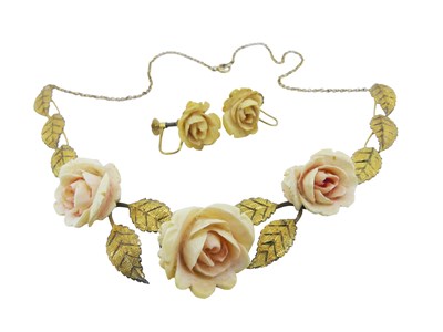 Lot 109 - Late 19th to Early 20th Century Levinson and Son Necklet and Earrings.