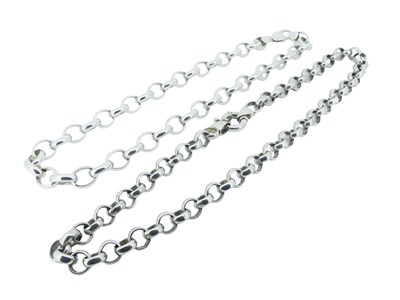 Lot 217 - A Pair of Silver Open Large Link Chains.
