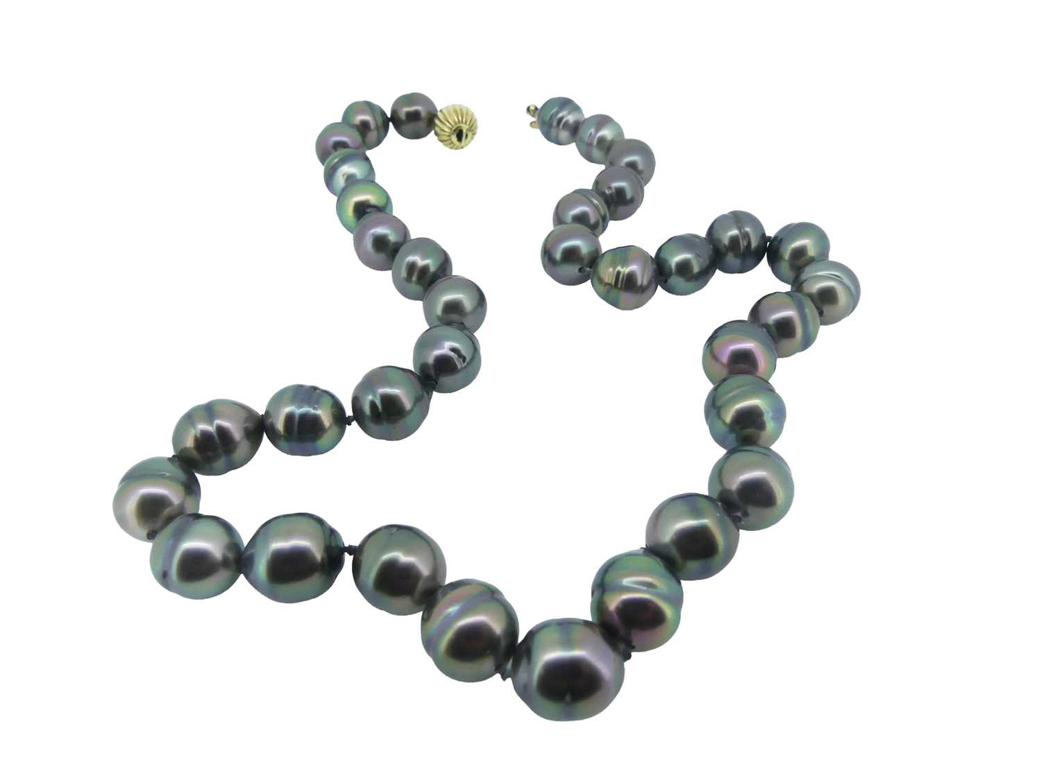 Lot 23 - Strand of Black Ringed Pearls.