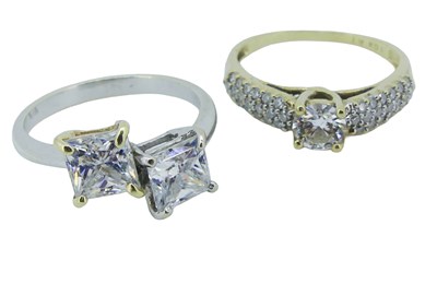 Lot 160 - Diamond Ring with Moissanite Ring.