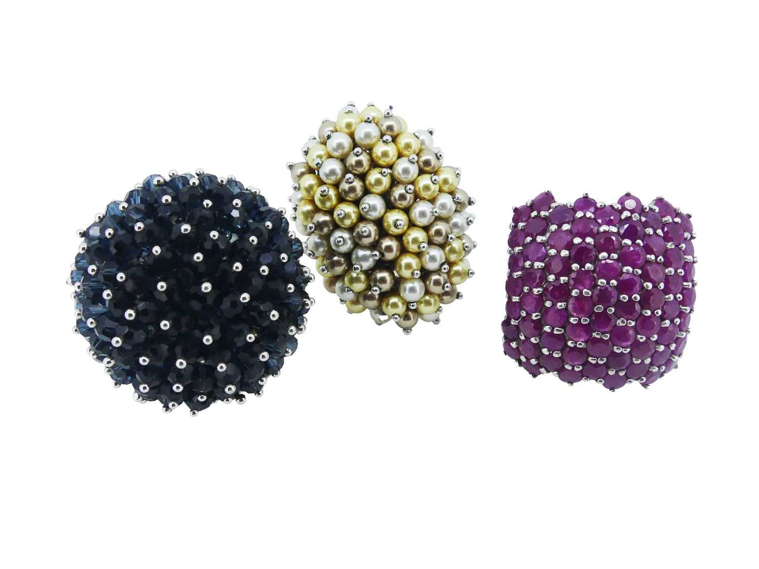 Lot 33 - Three Silver Dress Rings.