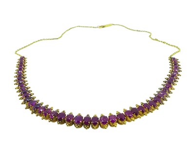Lot 27 - Yellow Gold Ruby Necklace.