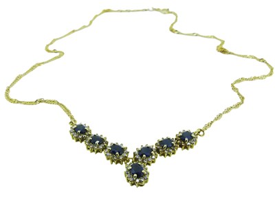 Lot 61 - Sapphire and Zirconia Necklace and Earrings.