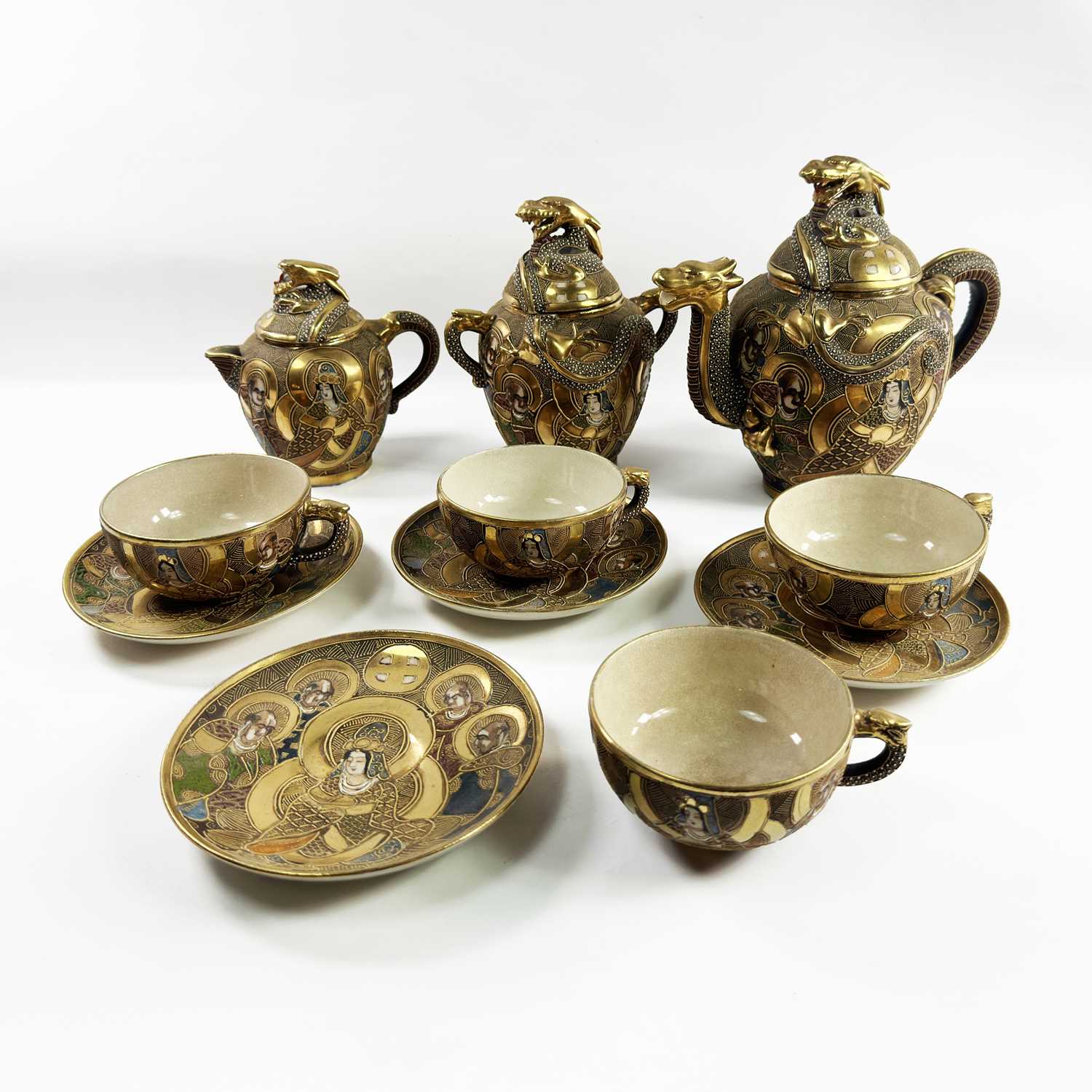 Lot 193 - Japanese Satsuma Painted & Gilt Tea Set.