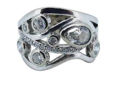 Lot 149 - Freeform Designed Diamond Ring.