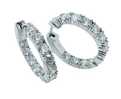 Lot 6 - Hoop Style Diamond Earrings.
