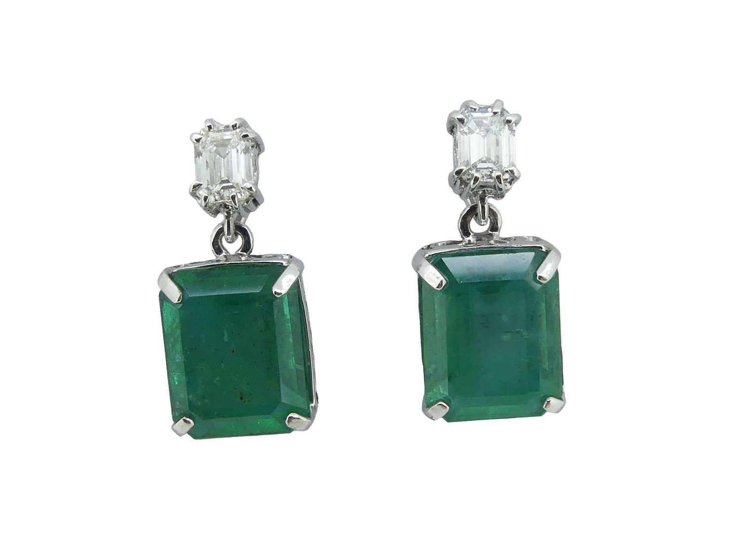 Lot 29 - Drop Style Zambian Emerald Earrings.
