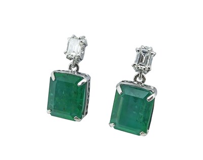 Lot 29 - Drop Style Zambian Emerald Earrings.