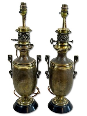 Lot 179 - A Pair of Fine French Brass Lamps.
