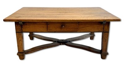 Lot 102 - Large Rustic Oak Coffee Table with Drawer.