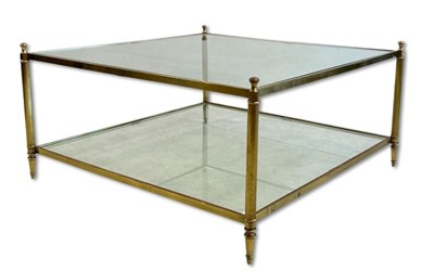 Lot 111 - Square Glass and Brass Coffee Table.