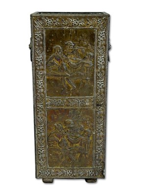 Lot 125 - Wood and Embossed Brass Umbrella/Cane Stand.