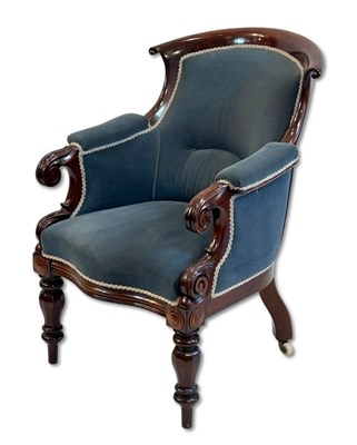 Lot 110 - Upholstered Mahogany Gentlemans Armchair.