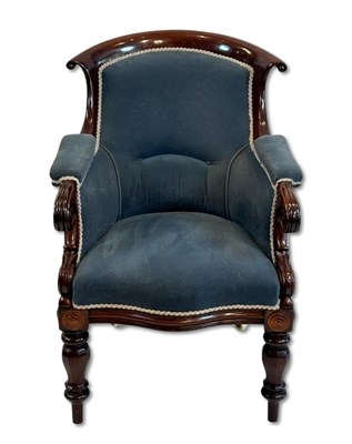 Lot 110 - Upholstered Mahogany Gentlemans Armchair.