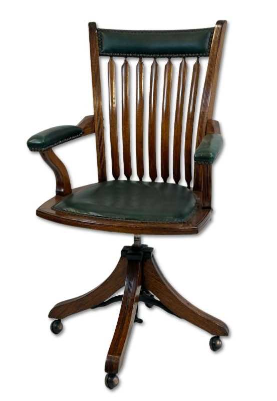 Lot 145 - Walnut Swivel Arrow Back Office Chair.