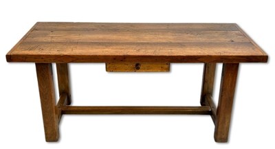 Lot 118 - Large Farmhouse Single Drawer Oak Timber Desk.