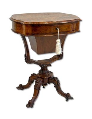 Lot 133 - Walnut Burr Sewing Table.