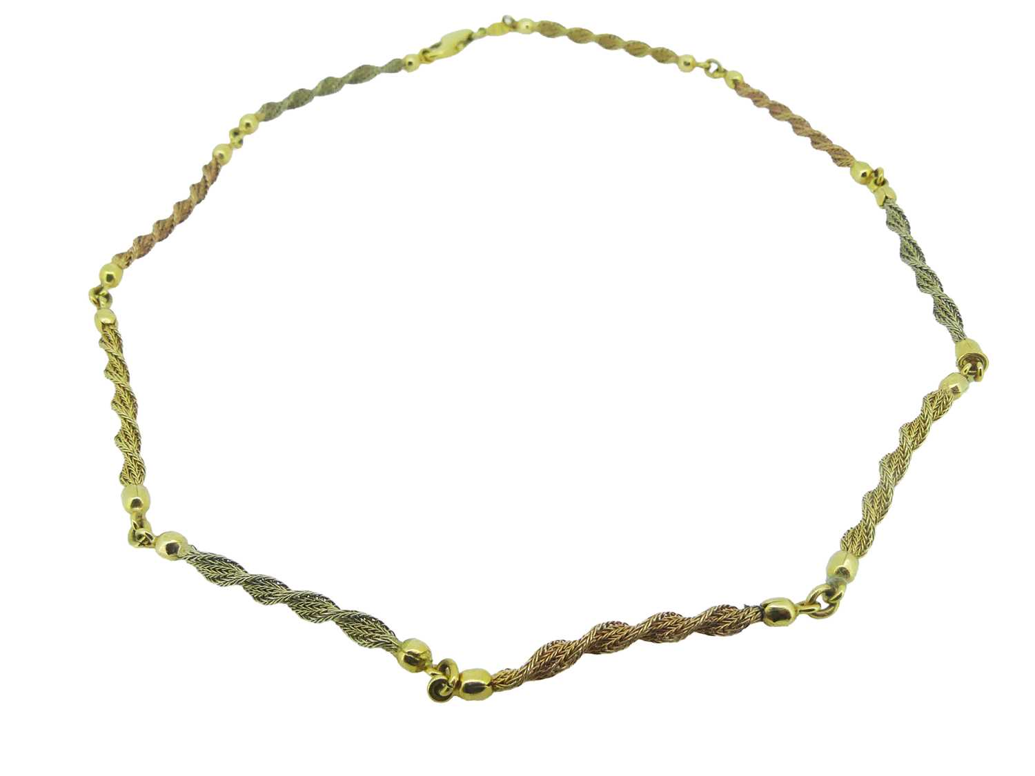 Lot 14 - Three Coloured Gold Chain.