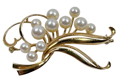 Lot 248 - 14ct Yellow Gold Pearl Brooch.