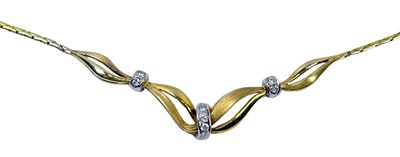 Lot 245 - 14ct Yellow Gold & Diamond Set Necklet.