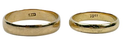 Lot 240 - Two 18ct Yellow Gold Wedding Ring Bands.