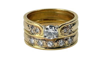 Lot 233 - 18ct Yellow Gold & Diamond Ring with Matched Wedding Ring Band.