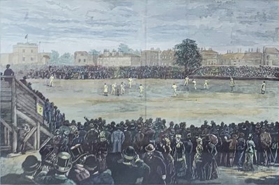 Lot 74 - Cricket etching in Walnut Frame.