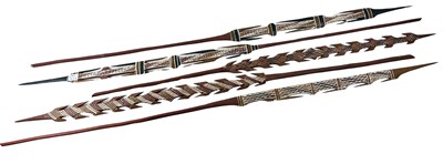 Lot 82 - North East Arnhem Land ochre decorated multi barbed spears collected late 1960s