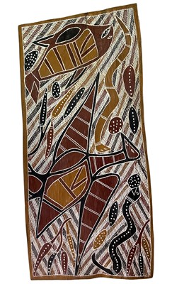 Lot 95 - Aboriginal Bark painting, collected 1968, by Mangawila born 1933.