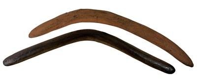 Lot 27 - 2 South Aust Boomerangs one late 19th C. and Boomerang (red ochre) 1960s.