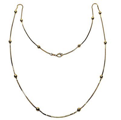 Lot 222 - 18ct Yellow Gold Box and Ball Chain.