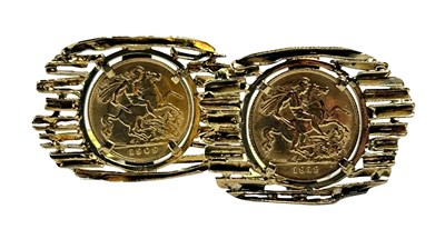 Lot 259 - 9ct Yellow Gold Sovereign Cufflinks.