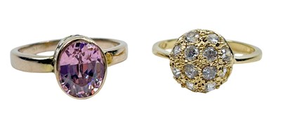 Lot 211 - A 9ct Gold Pink CZ Ring & 18ct Yellow Gold colourless CZ Ring.