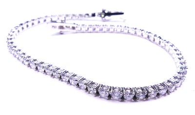 Lot 282 - 18ct White Gold & Diamond Tennis Bracelet.