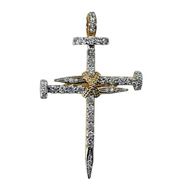 Lot 255 - 14ct Yellow Gold & Diamond Crucifix Pendant.